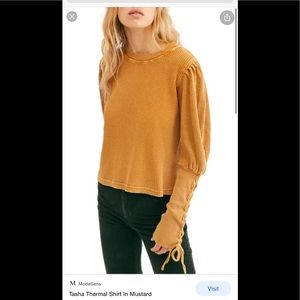 Free People Tasha thermal shirt in mustard